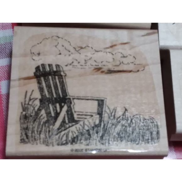 Stampin Up Wood Mount Set ~Along the Shore~ Shells Sea Gulls Chair Rubber Stamp - Picture 3 of 8